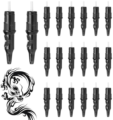 Cartucho de bolígrafo para tatuaje, 20 piezas, cartuchos de resorte fuertes sellados con cera para estudiantes de tatuajes, trabajo de puntos, práctica de dibujo..