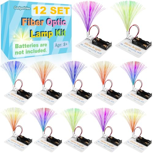 12 Bulk Craft Kits for Kids 8-12, STEM Activities Science Projects for Girls, Fiber Optic Light Experiments, Simple Electric Circuits Classroom Gifts for Class 2nd 3rd 4th Grade Activity