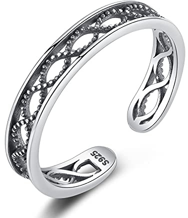 Justerbar ring i 925 sterlingsilver med ihålig vattenvåg för damer