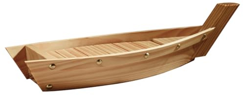BESPORTBLE Plato de Sushi de Madera Natural en Forma de Barco, Tamaño Pequeño 33x15x6 Cm, Bandeja Japonesa para Servir Aperitivos y Sashimi, Adecuado para Restaurantes y Cenas en Casa