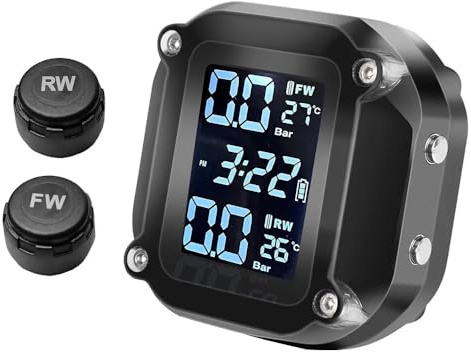 YUCNAXZ Tyre Pressure Alarm System per Kawasaki Versys X300 300 Versys X250 1000 Versys1000, TPMS Moto Sistema Controllo Pressione Pneumatici Sensori Wireless con Display LCD