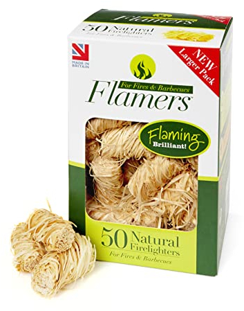 Flamers, pagliette accendifuoco naturali, marrone (confezione da 50), F50