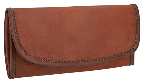 Gusti Leder Damen Portemonnaie Braun – Große Damen Geldbörse aus Echtleder mit Kartenfächern, Magnetverschluss, Vintage Look, Clutch Portemonnaie, braune Leder Geldtasche