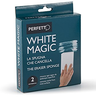 Perfetto Whitemagic Confezione 2 Spugne Cancella Macchie, Melamina, Bianco, 12x2.5x6 cm