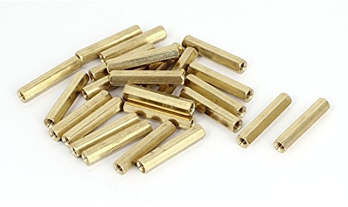 sourcing map 25 Stück M4 x 30mm Innengewinde Messing Sechskant Abstandshalter Säulen Abstands Mutter