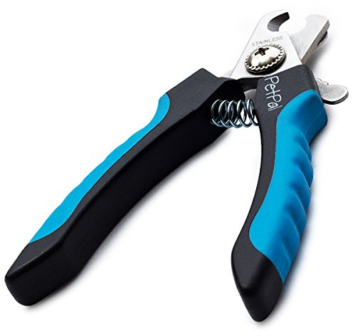 PetPäl Profi Krallenschere für Hunde & Katzen in Tiersalon Qualität - Krallenschneider, Krallenpflege für daheim - Klauen Pflege einfach & sicher für Zuhause durch den Abstandshalter - Safety Guard