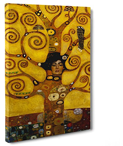 ConKrea QUADRO SU TELA CANVAS - INTELAIATO - PRONTO DA APPENDERE - Klimt Particolare - Albero della Vita - 50x70cm - Senza Cornice - (cod.1391)