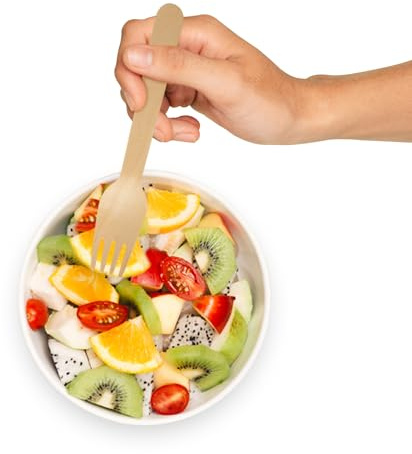 We Can Source It Ltd - 1000 x Wooden Birchwood Forks 160mm - Fully Biodegradable, Compostable and Eco-Friendly (Box Contains 10 x 100)