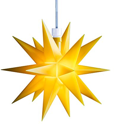 3D LED Stern Ø 12 cm Weihnachtsstern Batterie Ministern Innen mit Timer Kunststoff Stern klein Leuchtstern Deko für innen Indoor von Dekowelt (Gelb)