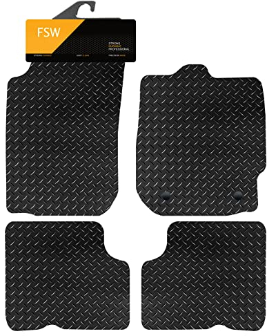 FSW - Tailored Mats - Fits Dacia Duster 2010-2017 - 5mm Extra Heavy Duty Rubber - Anti Slip Mat, Waterproof - 2 Clips - 4 Pc Floor Mats Only