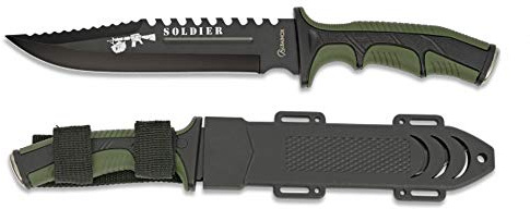 Tiendas LGP Albainox - 32405 - Cuchillo Albainox Soldier Verde. H:19cm - Herramienta para Caza, Pesca, Camping, Outdoor, Supervivencia y Bushcraft