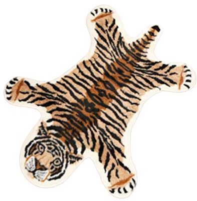 Tiger Rug Washable Carpet 105 * 105 * 80Cm Animal Print Home Floor Pad for Living Room Bedroom Study Boys Room Decoration