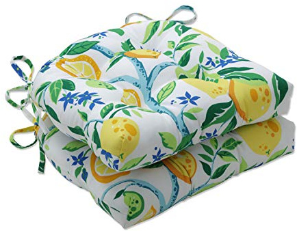 Pillow Perfect Lot de 2 Grands Coussins de Chaise d'extérieur et d'intérieur Jaune citronnier 43,2 x 44,5 x 10,2 cm