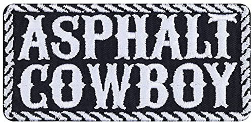 Biker Aufnäher ASPHALT COWBOY Aufbügler/Patch Cowboy Bügelbilder Geschenk für Motorradfahrer Applikation für Jacke/Weste/Jeans/Motorradkoffer | 95x45mm