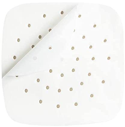 CANDeal 200 Sheets Air Fryer Parchment Paper Liners, Perforated Parchment Paper, Non-Stick 8.5 inch Square Parchment Paper for Air Fryer Basket, Bamboo Steamer, Metal Steamer