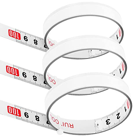 3 Stück Selbstklebendes Maßband, Selbstklebendes Metrisches Lineal, Lineal Gehrungsschiene Maßband, für Werkbänke, Tische, Maschinen, Theken, Wände (Vorwärts und Mittelpunkt und Rückwärts)