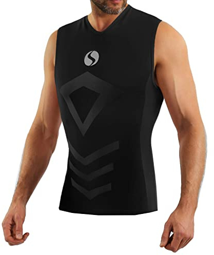 sesto senso Herrlinne, v-ringad, sport, undertröja, termosport, undertröja, ärmlös, underkläder, undertröja, svart, XXL/3XL