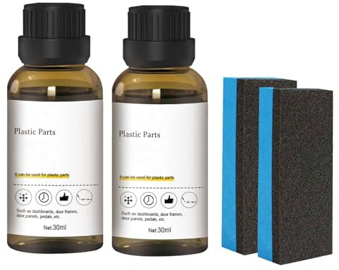 Wenmin Limpiador Plás-Tico para Coche, 30ml Agente Restauración Piezas Plás-Tico para Interiores Automóviles, Agente Renovación Piezas Plás-Tico con Esponja