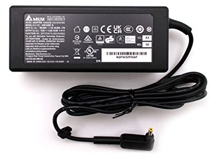 Delta New Laptop AC Adapter Compatible with Acer ADP-65DE B WILL FIT Only with 3.0mm X 1.0mm Pin Size Laptop AC Adapter 19V 3.42A Charger Power Supply Adaptor PSU Power Cord