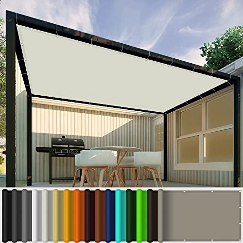 Toldo Vela Rectangular 4 x 7 m Impermeable Toldo de Sombra para Piscina fácil de Instalar Protección UV para Exterior, Jardín, Terrazas, Marfil
