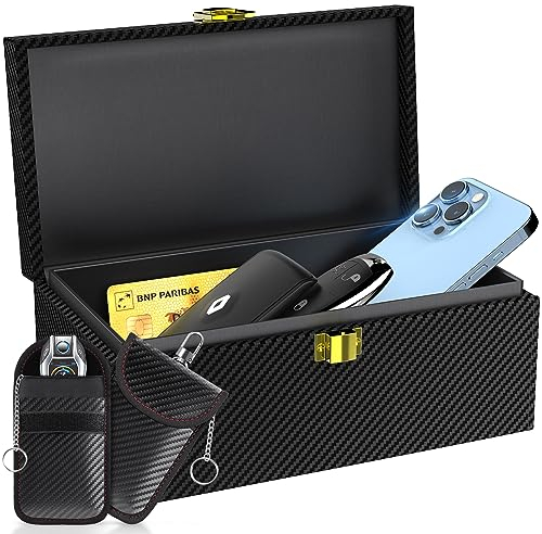 lanpard Keyless Go Schutz Autoschlüssel Box, Extra Groß Faraday Box & Faradayschutzhülle (2 Stk) für Sicheren Schutz, Keyless Go Schutz von Handy, Kreditkarte und Autoschlüssel, XL