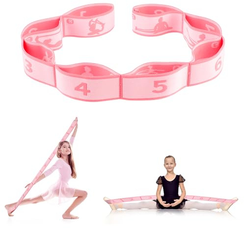 Stretching Strap, Multi-Loop Elastic Yoga Stretch Strap Flexible Stretch Resistance Bands Stretching Equipment for Physical Therapy, Pilates, Yoga, Dance, Gymnastics Exercise (Pink)