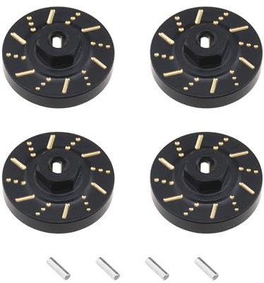 The Lord of the Tools 4Pcs Black Wheel Weights Hex Adapter Brass 7 mm Heavy Duty Wheel Hub Spacers Compatible with Axial SCX24 AXI90081 AXI00001 AXI00002 AXI00005 1/24 RC Crawler Car