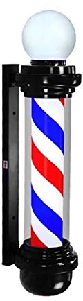 Letrero de barbería Giratorio LED con luz de Poste de barbero - Logotipo de Tienda de salón Impermeable - Peluquería roja, Blanca y Azul - ¡Ilumine su Negocio de barbería!