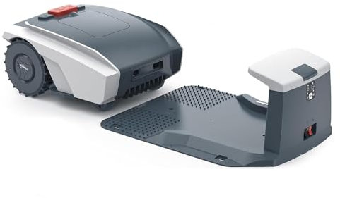 Kindevieft Robot Tondeuse éLectrique, Tondeuse à Gazon De Jardin, Largeur De Coupe 19 Cm, Tondeuse à Gazon Automatique pour Pelouse Jusqu'à 1500 M², Entretien De La Pelouse pour Le Jardinage,Grey