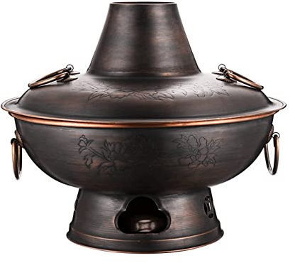 Chinese copper hot pot, Traditional Chinese Copper Hot Pot,Vintage Shabu Pot,Copper Hot Pot Vintage Charcoal Shabu Shabu Hot Pot(36cm)
