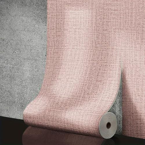 DFLINGA Papel Tapiz de Pared Autoadhesivo de Espuma 3D de Lino de 50 cm x 10 m, PVC, Color sólido, Grueso, Impermeable, para renovación de Paredes