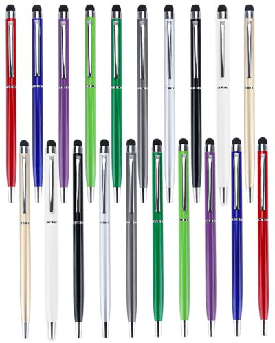 20 Stück 2 in 1 Stylus Kugelschreiber mit Touchpen, Multifunktionaler Eingabestift Metall Stift für Handys Tablets iPhone iPad Pro Air mini Smartwatch Samsung Microsoft Surface Google Touchscreen