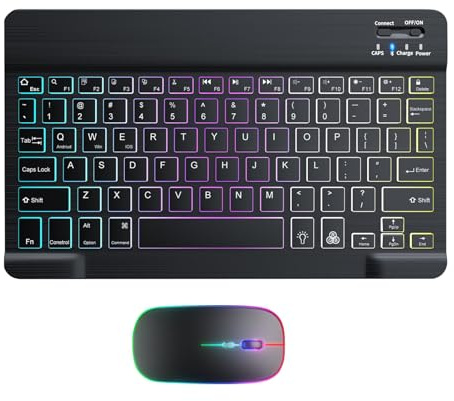 Clavier et Souris Sans Fil Rétroéclairées 7 Couleurs Kit pour Ordinateur | Portable, PC, Tablette