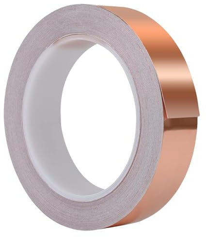 Nastro adesivo conduttivo in alluminio rame per fascia ad alte prestazioni per schermatura, riparazioni elettriche | Rotolo da 1 pollice x 66 piedi, per la protezione della chitarra