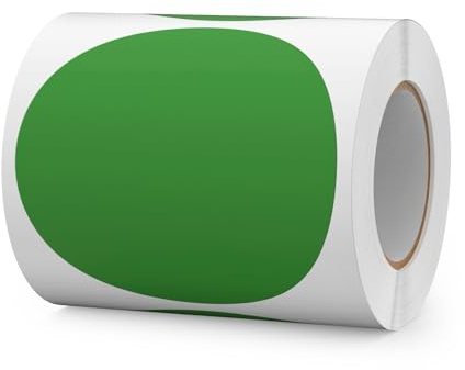 FINDAT Pegatinas redondas verdes 100 mm adhesivas rollo 300 unidades | Vinilo, impermeable, escribible, gomets. Para oficina, escuela, mudanza, organización & códigos de color