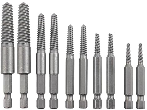 10 Pcs Screw Extractor Set, Bolt Remover Extractor Tool Kit, for Damaged Screw, Bolt, Broken Hex, Stripped, Rounded Bolts