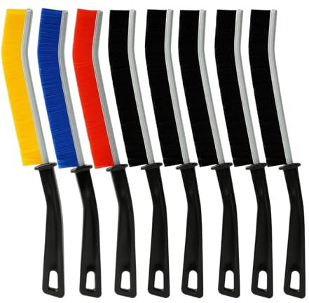 Crevice Cleaning Brush, Narrow Spaces Cleaner Brush With Hard Bristle and Long Handle for Shower Tile, Bathroom, Small Spaces,Kitchen Grout - Cleaning Tools for Home（ 8 Pack)