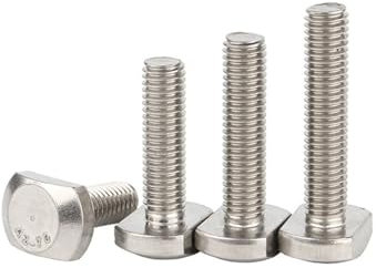 TULDYS 4 pièces M5 M6 M8 M10 M12 304 en acier inoxydable T forme poinçon fraiseuse vis tige filetée capuchon de serrage boulon t-slot boulons boulon à tête en T(55MM_M6)