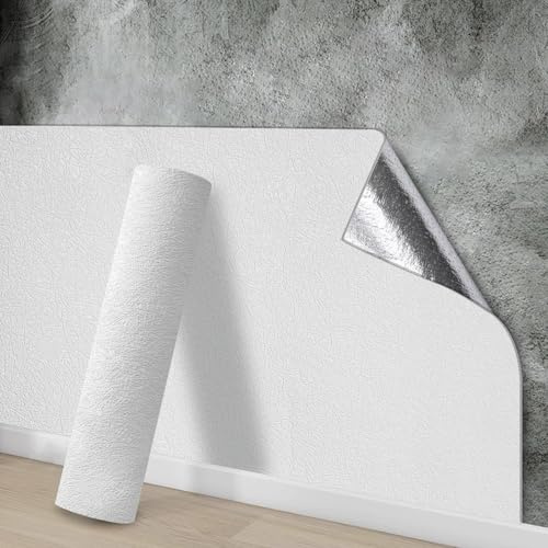 Snewvie Self Adhesive Thermal Insulation Wallpaper,Thermal Wallpaper Self Adhesive 5 Rolls 50 * 280cm 3mm Thicken 3D Wall Panels White Sticky Textured Wall Paper for Ceilings Bedroom Livingroom