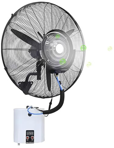 Genérico Ventilador Nebulización Industrial Pared Wall Fan 26in 30in Ventilador con Pulverizador Grande Ventiladores de Refrigeración Impermeable con 15L Depósito(26in/650mm)