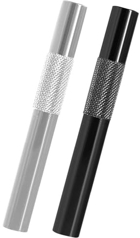 Lot de 2 tubes à tirer, pailles portables, 7 cm, tube en métal, réutilisables, pailles de qualité supérieure (noir/argent)