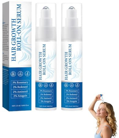 Haarwachstum Serum, Haarwachstumsserum Roll On, Roll-On Haarserum, Haar-Roller-Serum, Blockierendes Kopfhautserum fördert den Sauerstofffluss, Reduziert Haarausfall, für alle Haartypen, 2PCS