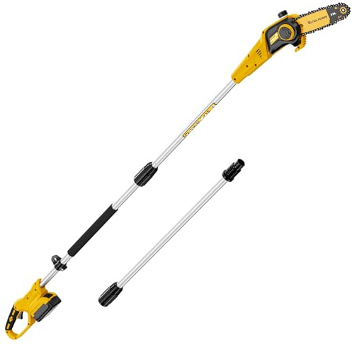 Cordless Pole Saw, Compatible with Dewalt 20V Max Batteries, 8 Inch Low Kick-Back Bar and Chain, Extension Pole for Up to 15 FT Reach, Auto Lubrication System, Tool Only-Battery & Charger not included