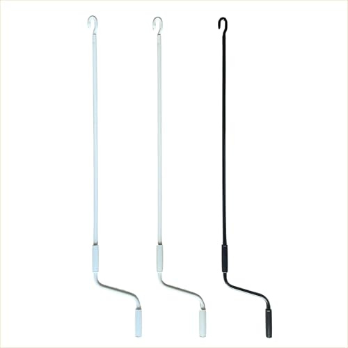 Framig® Asta di Manovra Universale per Tenda da Sole di Lunghezza 120-180-220 cm e Colore Bianco, Avorio, Nero con Gancio in Acciaio. (3 - Nero, 120 cm)
