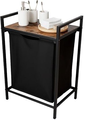 Relaxdays Cestino portabiancheria con ripiano, HLP: 72 x 50 x 33 cm, Porta Biancheria Portatile