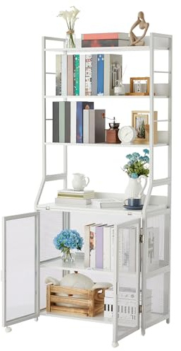 Garvee 2 en 1 Estantería de Escritorio para Oficina en casa - Estructura metálica Resistente y Tablero de partículas - Diseño Compacto con estantes de Almacenamiento - Ideal para Espacios pequeños - | tablero de partículas - Diseño compacto con estantes de almacenamiento - Ideal para oficina espacios pequeños