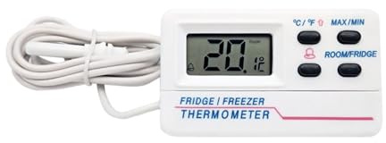 Termometri digitali per frigorifero ad alta precisione ± 1 ° C Grande schermo LCD Installazione gancio ABS per la conservazione degli alimenti Batteria Termometri elettronici facili