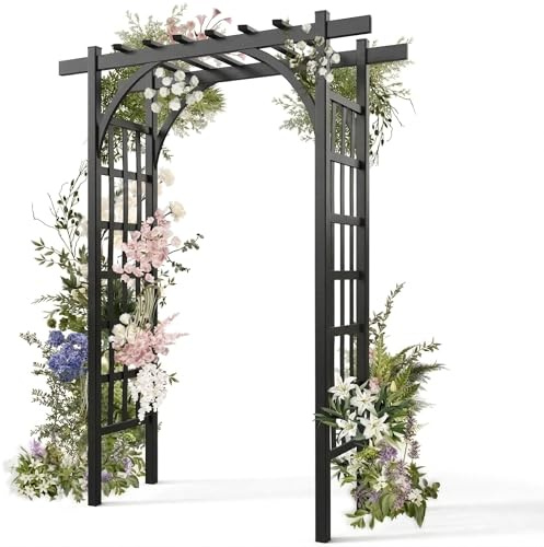 LEADZM Rosenbogen, Hochwertiger PVC-Bogen, Löst Rostprobleme, Robust und langlebig - Geeignet für Kletterpflanzen und Hochzeitsdekorationen, 155 x 55 x 216 cm