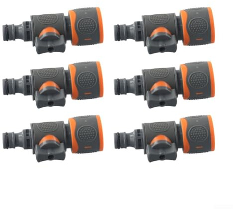Confezione da 6 connettori per valvola di chiusura del tubo da giardino, raccordo rapido per acqua con interruttore di controllo del flusso facile per sistemi di irrigazione, irrigazione del prato e