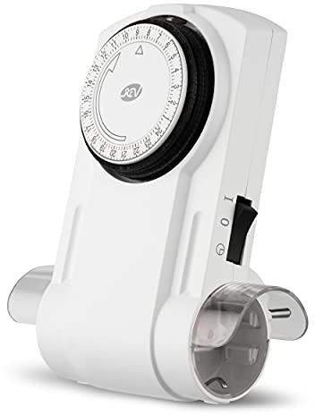 REV Zeitschaltuhr Twintime - mechanische Schaltuhr für die Steckdose, 96 Zeiten/Tag, 1800W, weiß